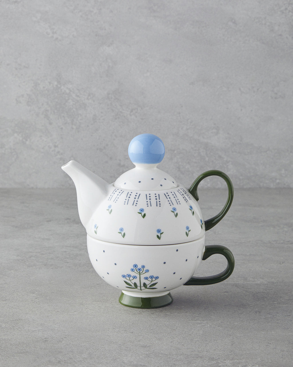 New Bone China Tea Pot 400 ml Blue