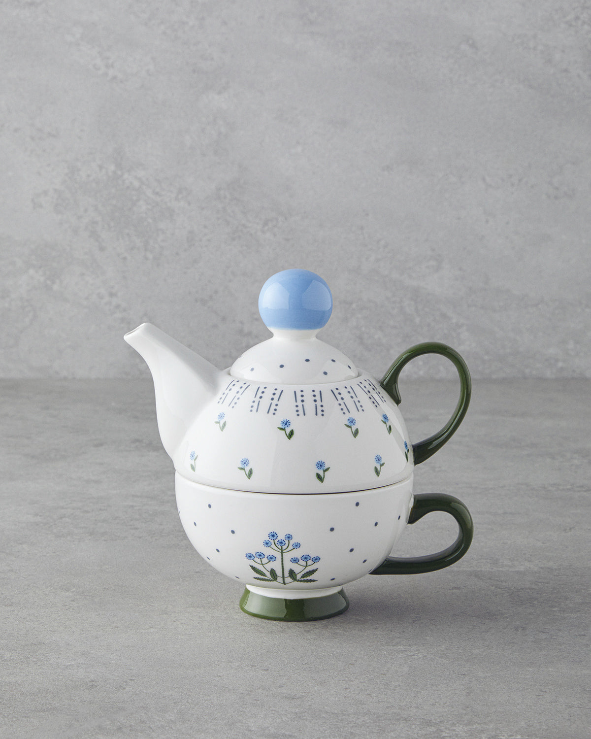 New Bone China Tea Pot 400 ml Blue