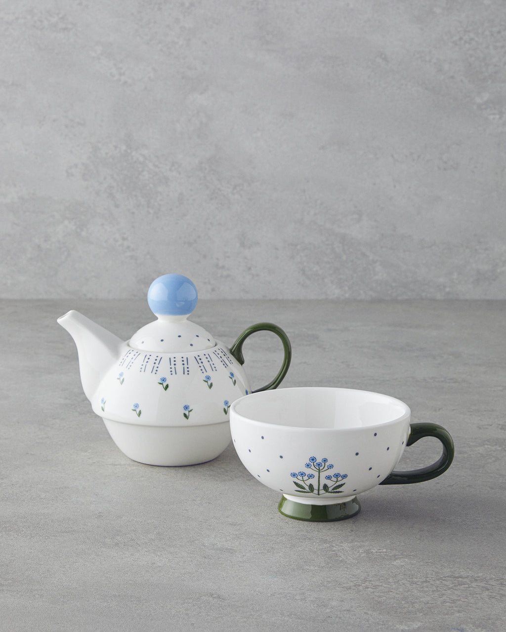New Bone China Tea Pot 400 ml Blue (view 2)