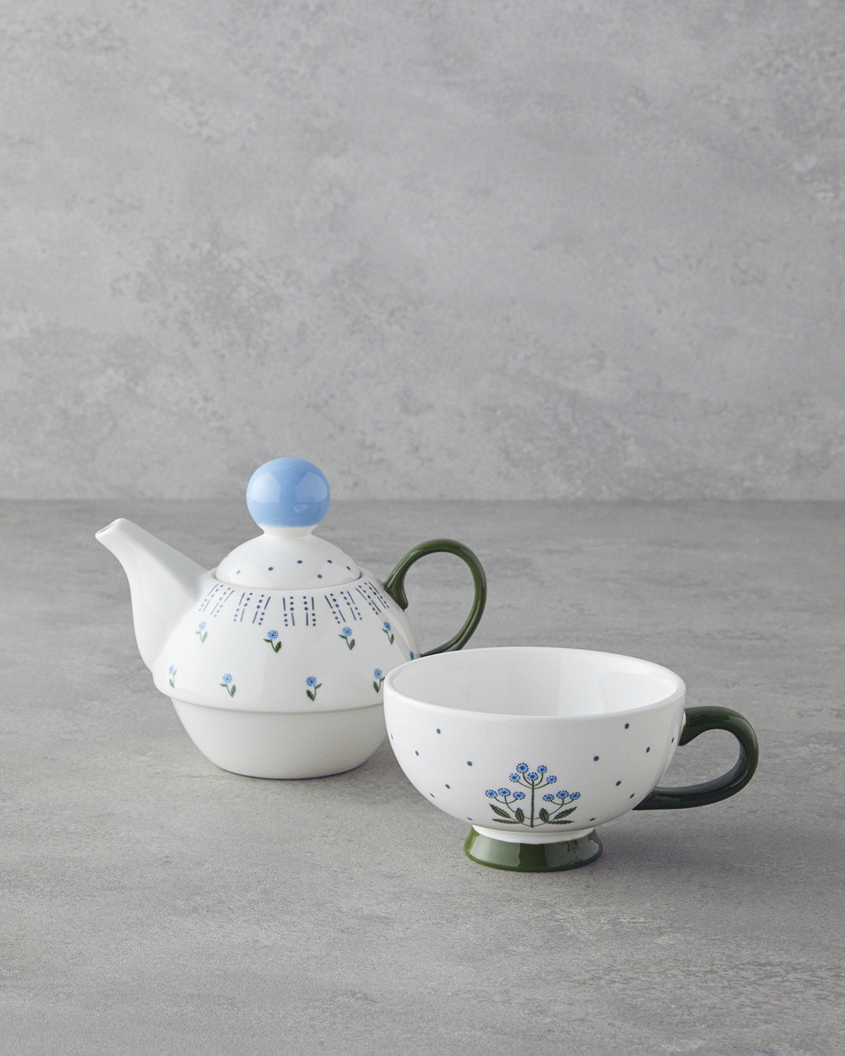 New Bone China Tea Pot 400 ml Blue (view 2)