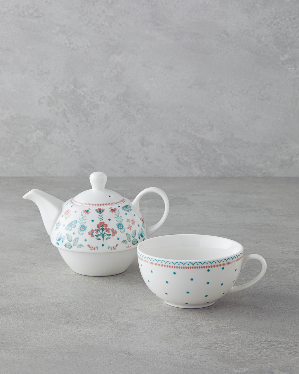 New Bone China Tea Pot Set 400 ml White (view 2)