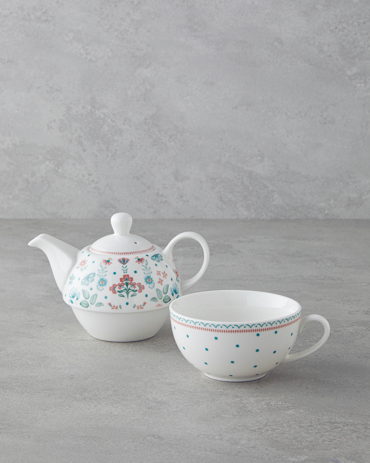 New Bone China Tea Pot Set 400 ml White (view 2)