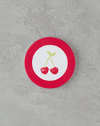 Cherry Ceramic Coaster 11 cm Pink