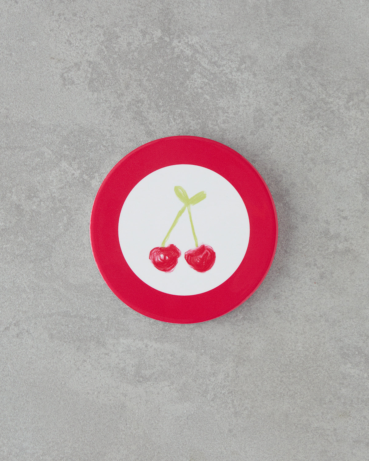 Cherry Ceramic Coaster 11 cm Pink