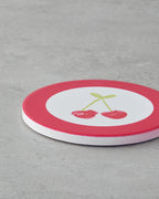 Cherry Ceramic Coaster 11 cm Pink (view 2)