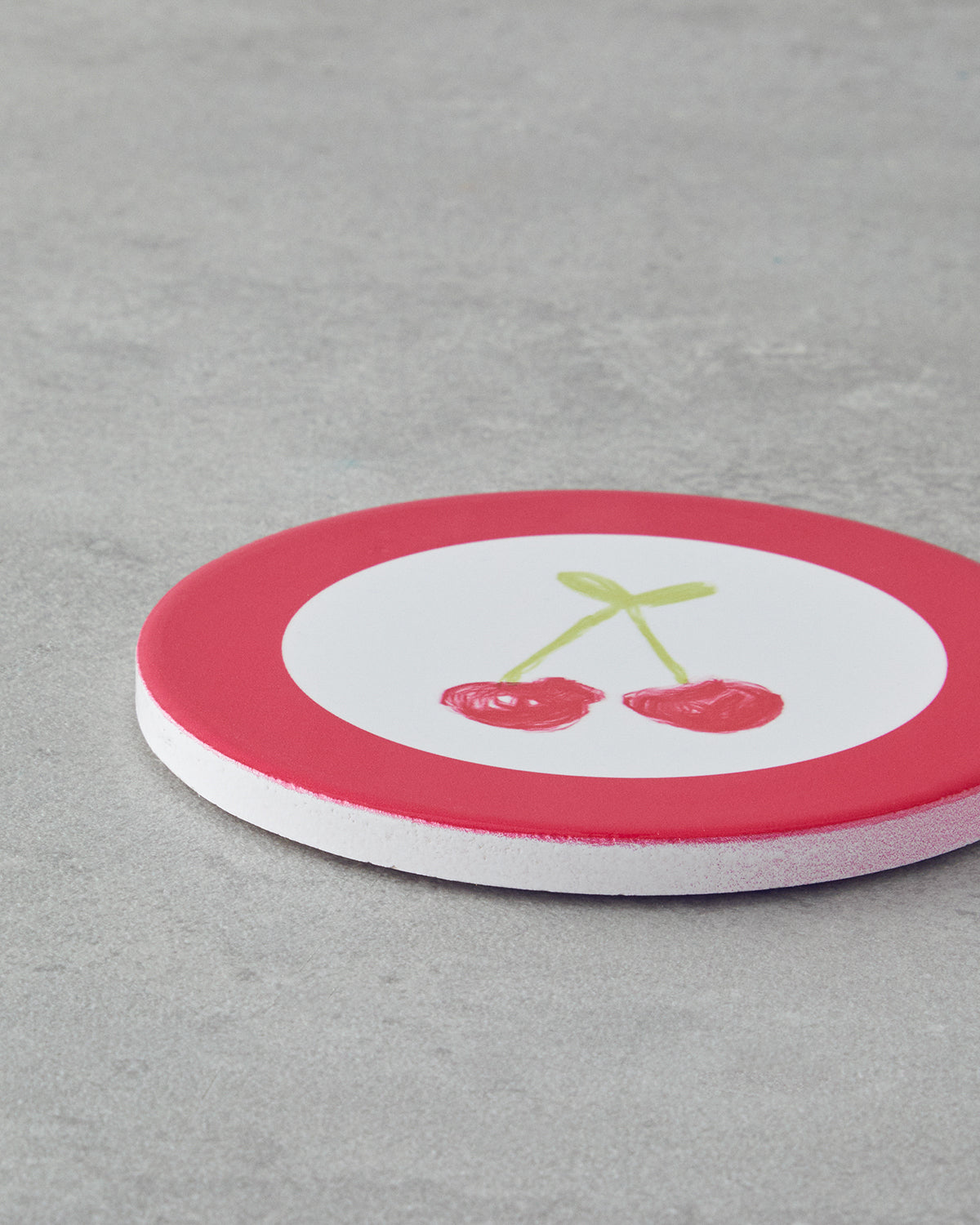 Cherry Ceramic Coaster 11 cm Pink (view 2)