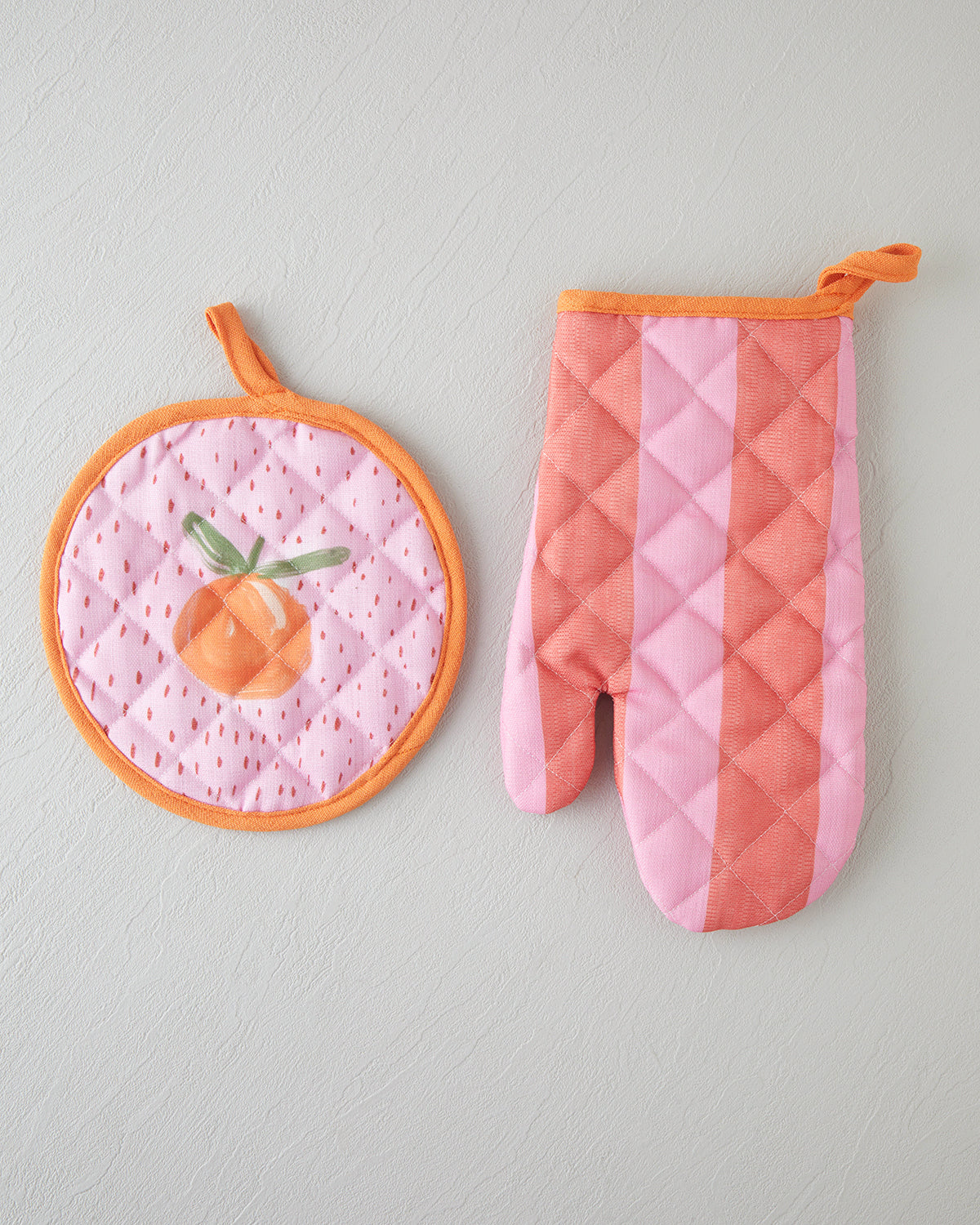 Summer Orange Polyester 2 pcs Kitchen Set 17x30 cm + 20x20 cm Red - Pink