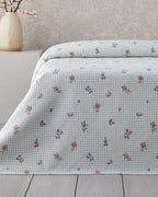 Floral Plaid Printed Cotton Double Size Summer Blanket 200x220 cm Green (view 2)