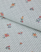 Floral Plaid Printed Cotton Double Size Summer Blanket 200x220 cm Green (view 3)