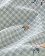 Floral Plaid Printed Cotton Double Size Summer Blanket 200x220 cm Green (view 4)