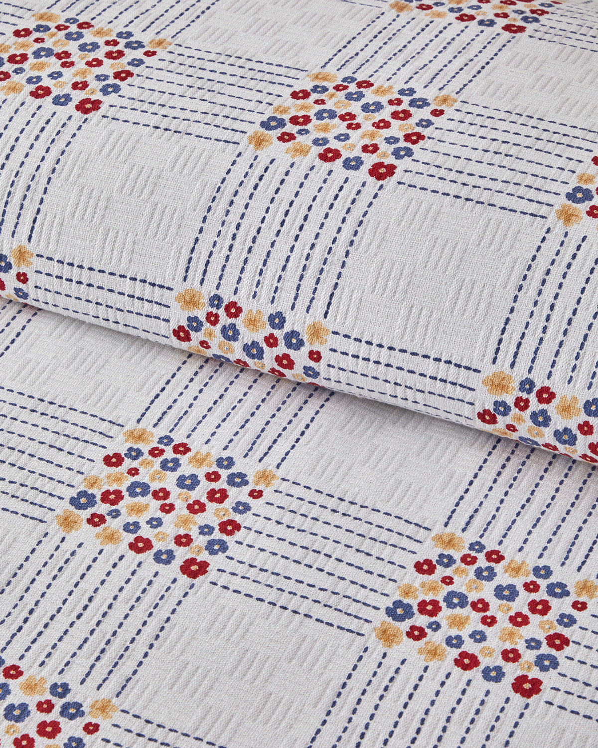 Daisy Plaid Printed Cotton Summer Blanket Blue - King 240x220 cm (view 3)