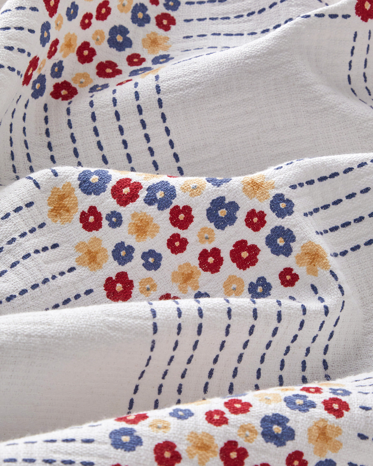 Daisy Plaid Printed Cotton Summer Blanket Blue (view 4)