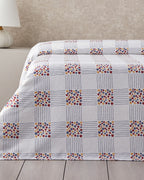 Daisy Plaid Printed Cotton Summer Blanket Blue (view 10)