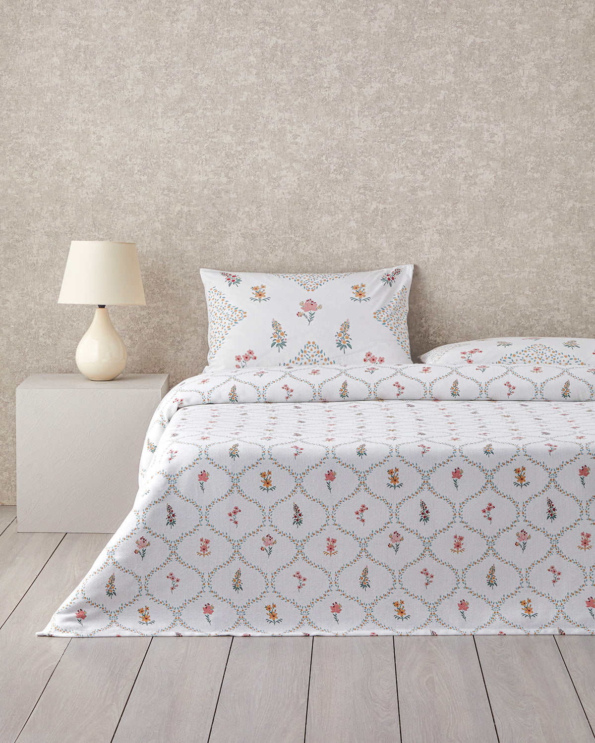 Chamomile Cells Printed Double Size Summer Blanket Set 200x220 cm Yellow