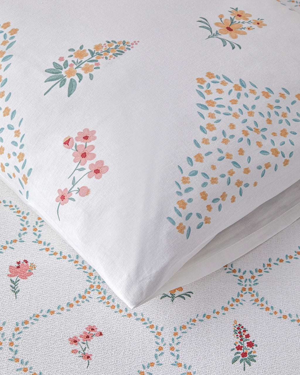 Chamomile Cells Printed Double Size Summer Blanket Set 200x220 cm Yellow (view 4)