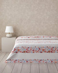 Vintage Floral Printed Cotton Summer Blanket Salmon - Single 150x220 cm