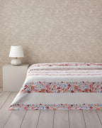 Vintage Floral Printed Cotton Summer Blanket Salmon - Single 150x220 cm