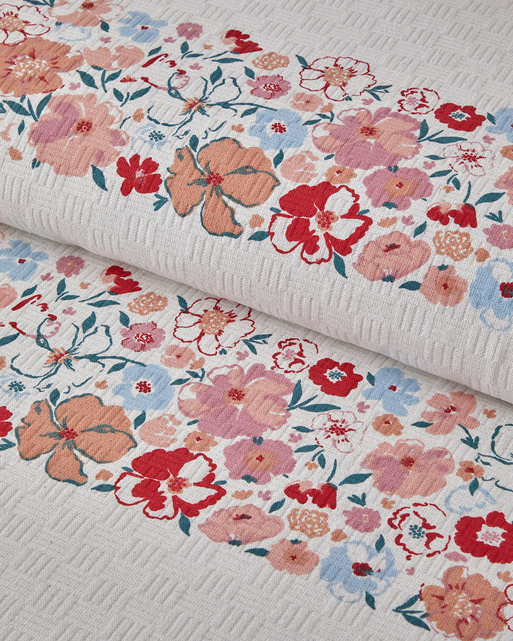 Vintage Floral Printed Cotton Summer Blanket Salmon (view 7)