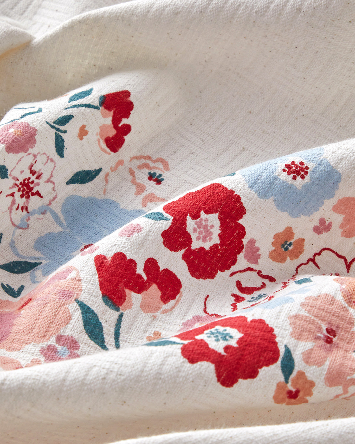 Vintage Floral Printed Cotton Summer Blanket Salmon (view 8)