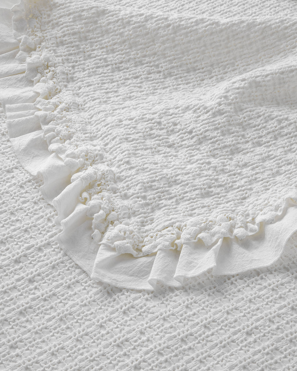 Noble Elegance Jacquard Double Ruffled Summer Blanket 200x220 cm White (view 4)