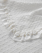Noble Elegance Jacquard Double Ruffled Summer Blanket 200x220 cm White (view 4)