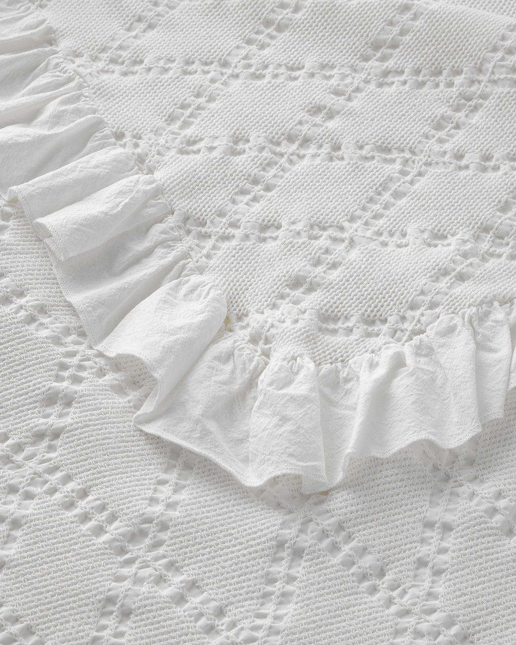 Elegant Dream Jacquard Double Ruffled Summer Blanket 200x220 cm White (view 5)