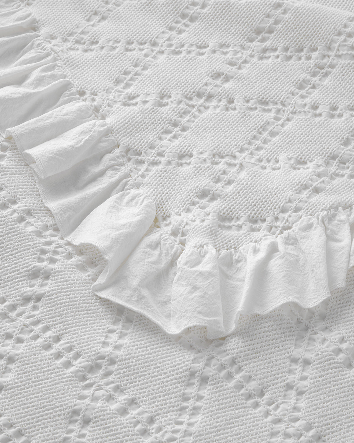 Elegant Dream Jacquard Double Ruffled Summer Blanket 200x220 cm White (view 5)