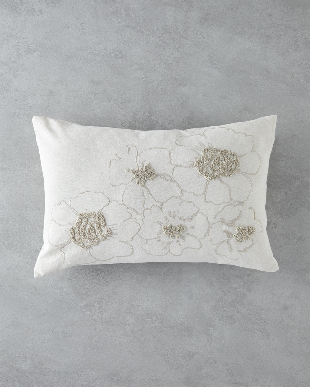Buds Embroidered Decorative Cushion 33x50 cm Ecru