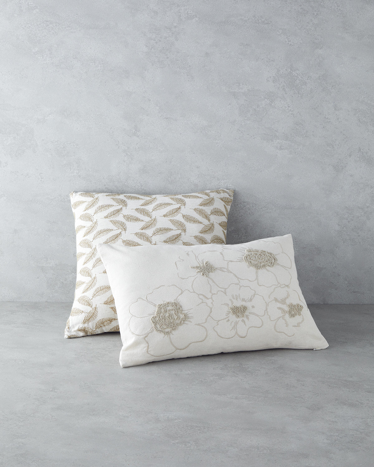 Buds Embroidered Decorative Cushion 33x50 cm Ecru (view 3)