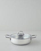 Glow Steel Shallow Pot 24x6 cm Silver