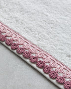 Cotton Crocheted Face Towel 50x80 cm Ecru - Pink (view 3)