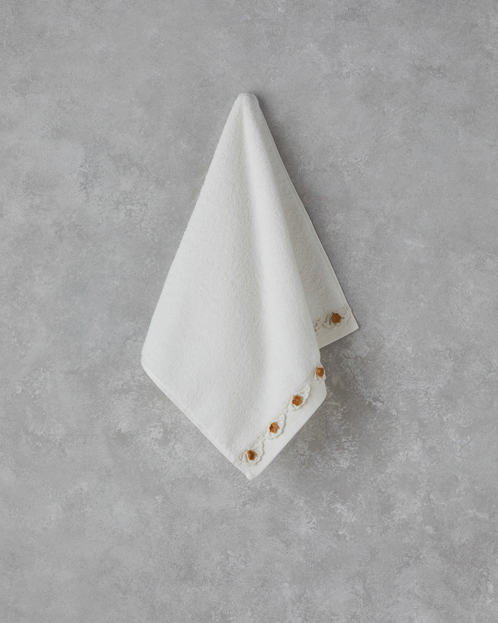 Daisy Lacely Cotton Crocheted Face Towel 50x80 cm Ecru - Yellow