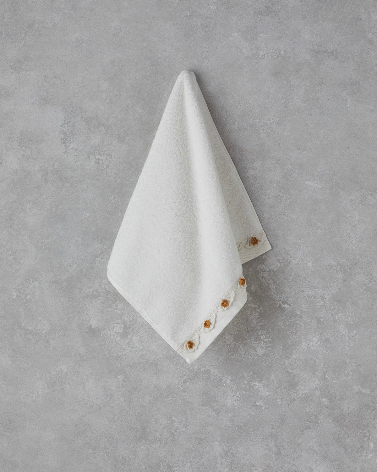 Daisy Lacely Cotton Crocheted Face Towel 50x80 cm Ecru - Yellow