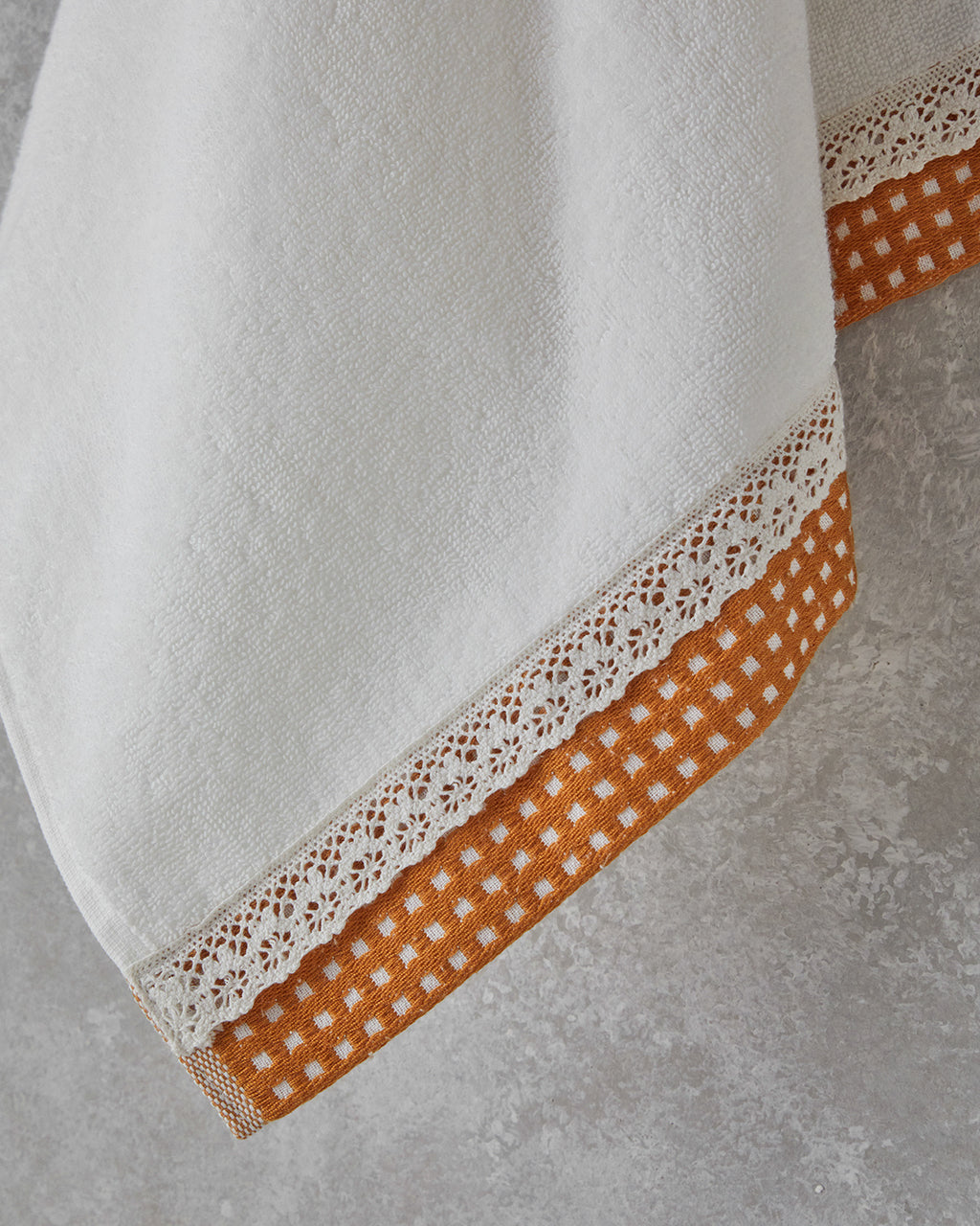Cotton Crocheted Face Towel 50x80 cm - Ecru - Purple (view 2)