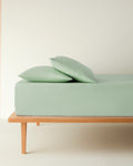 Plain Cotton Fitted Sheet Set Hydrangea - Green - Single 100x200 cm