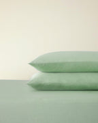 Plain Cotton Fitted Sheet Set Hydrangea - Green - Double 160x200 cm (view 2)