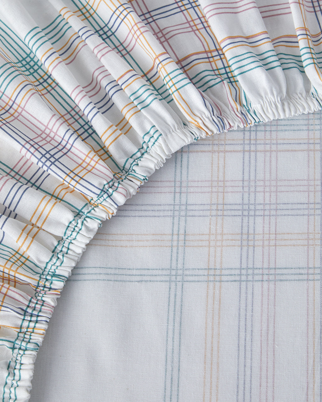 Cotton Fitted Sheet Green - Blue - King 180x200 cm (view 3)