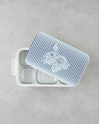 Melamine 6 pcs Breakfast Container 39x21 cm White - Navy Blue (view 3)