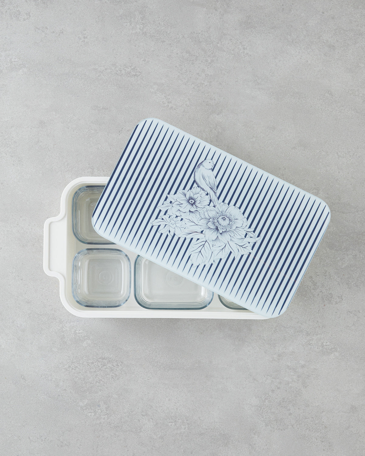 Melamine 6 pcs Breakfast Container 39x21 cm White - Navy Blue (view 3)