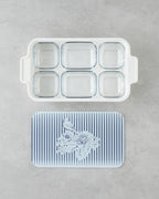 Melamine 6 pcs Breakfast Container 39x21 cm White - Navy Blue (view 4)
