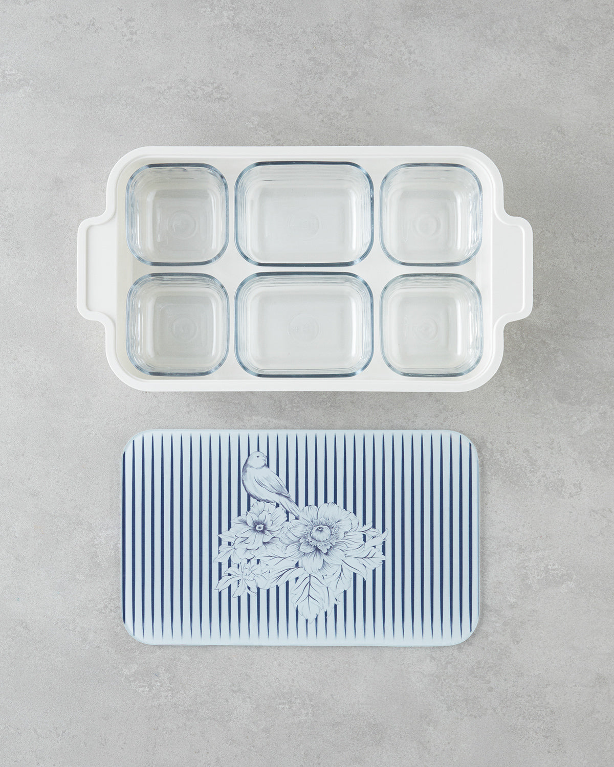 Melamine 6 pcs Breakfast Container 39x21 cm White - Navy Blue (view 4)