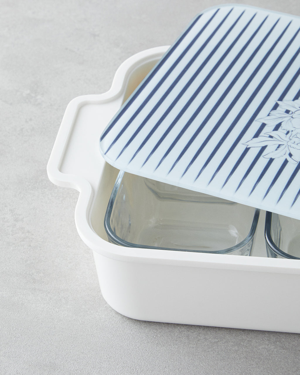 Melamine 6 pcs Breakfast Container 39x21 cm White - Navy Blue (view 5)