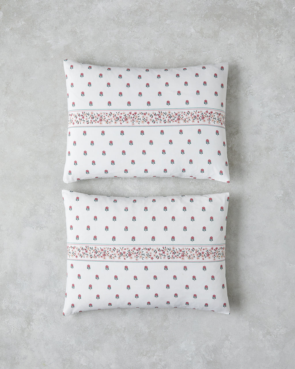Floral Lines Easy Iron 2 pcs Pillowcase 50x70 cm Pink