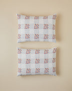 Daisy Plaid Easy Iron 2 pcs Pillowcase 50x70 cm Red - Blue