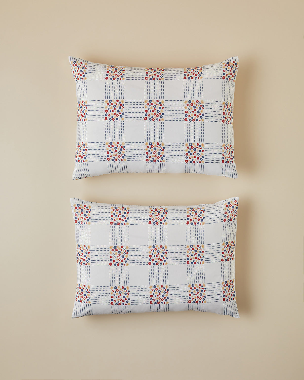 Daisy Plaid Easy Iron 2 pcs Pillowcase 50x70 cm Red - Blue