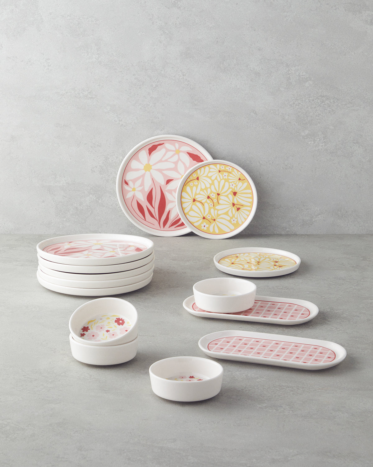 Splash Ceramic Breakfast Set 10 Pieces 4 Servings Red - Pink