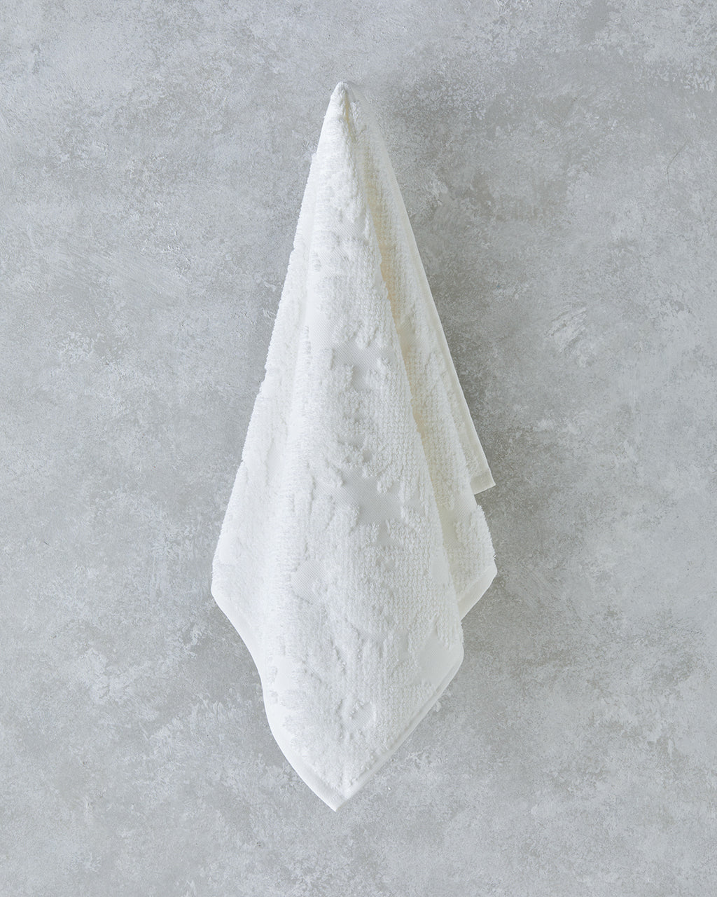 Flower Touch Cotton Jacquard Face Towel 50x80 cm - Ecru