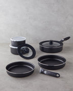 ClickEase Premium 11 Pieces Pot Set 16 – 20 – 24 – 26 - 28 cm Black