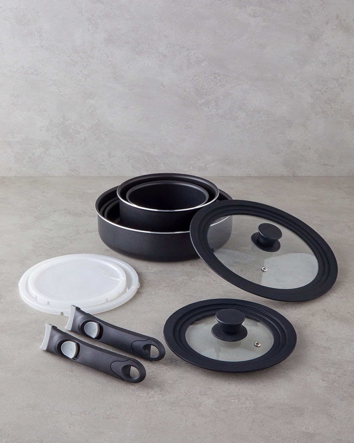 ClickEase Premium 11 Pieces Pot Set 16 – 20 – 24 – 26 - 28 cm Black (view 2)