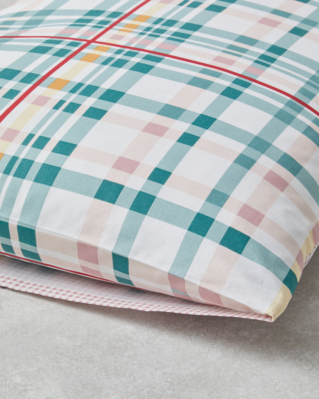 Geo Plaid Cotton 2 pcs Pillowcase 50x70 cm Green - Pink (view 4)